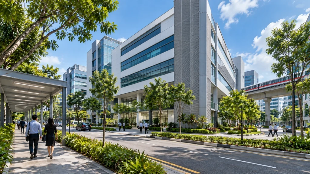 18 Howard Road Tai Seng Singapore 18 Howard Road in Tai Seng Singapore business district with modern commercial buildings and tropical greenery.